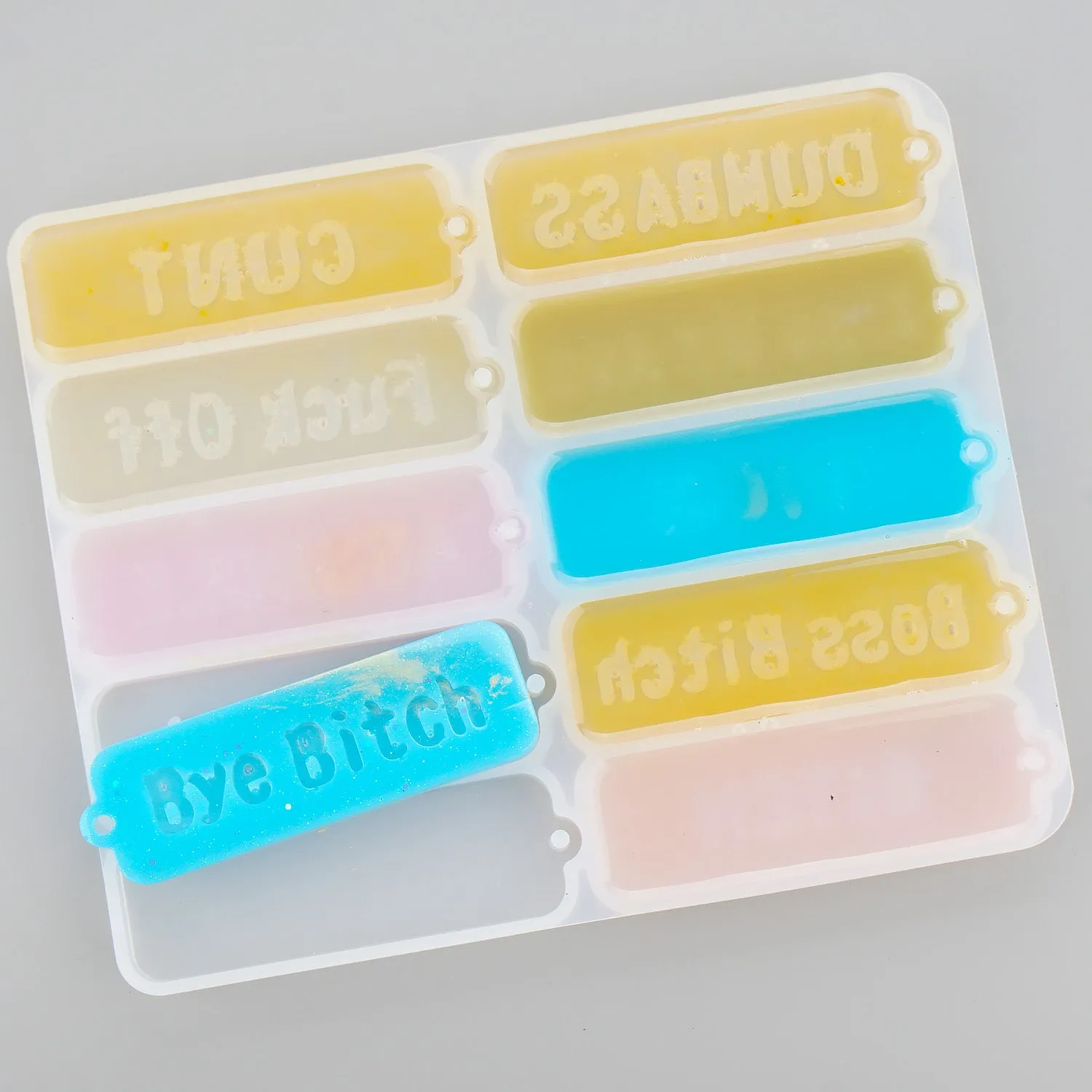 keychain tag silicone molds for resin with holes,fxck tag resin,silicone kit,rectangle keychain charm