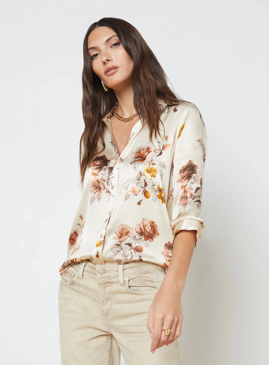 L’agence - Dani Silk Blouse - Buff Multi Tonal Rose