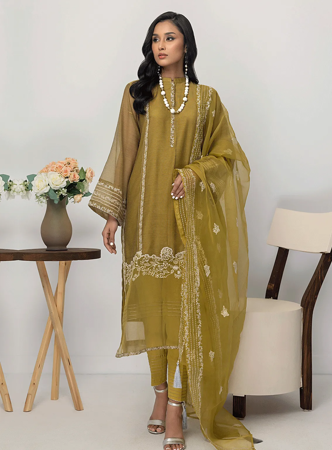 Lakhany By LSM Embroidered Khaadi Net Stitched 3 Piece Suit - LG-SS-0031