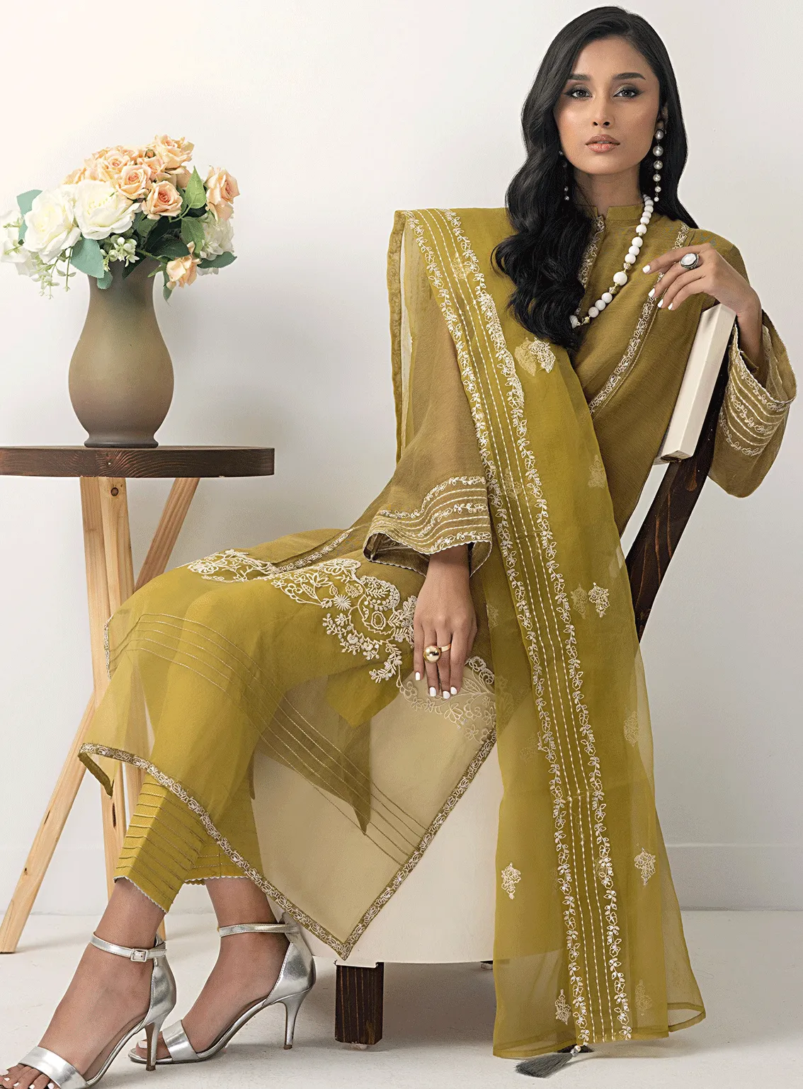 Lakhany By LSM Embroidered Khaadi Net Stitched 3 Piece Suit - LG-SS-0031