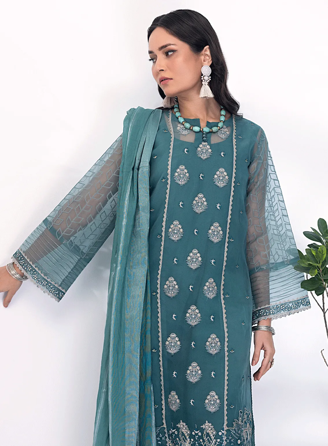 Lakhany By LSM Embroidered Khaadi Net Stitched 3 Piece Suit - LG-SS-0099