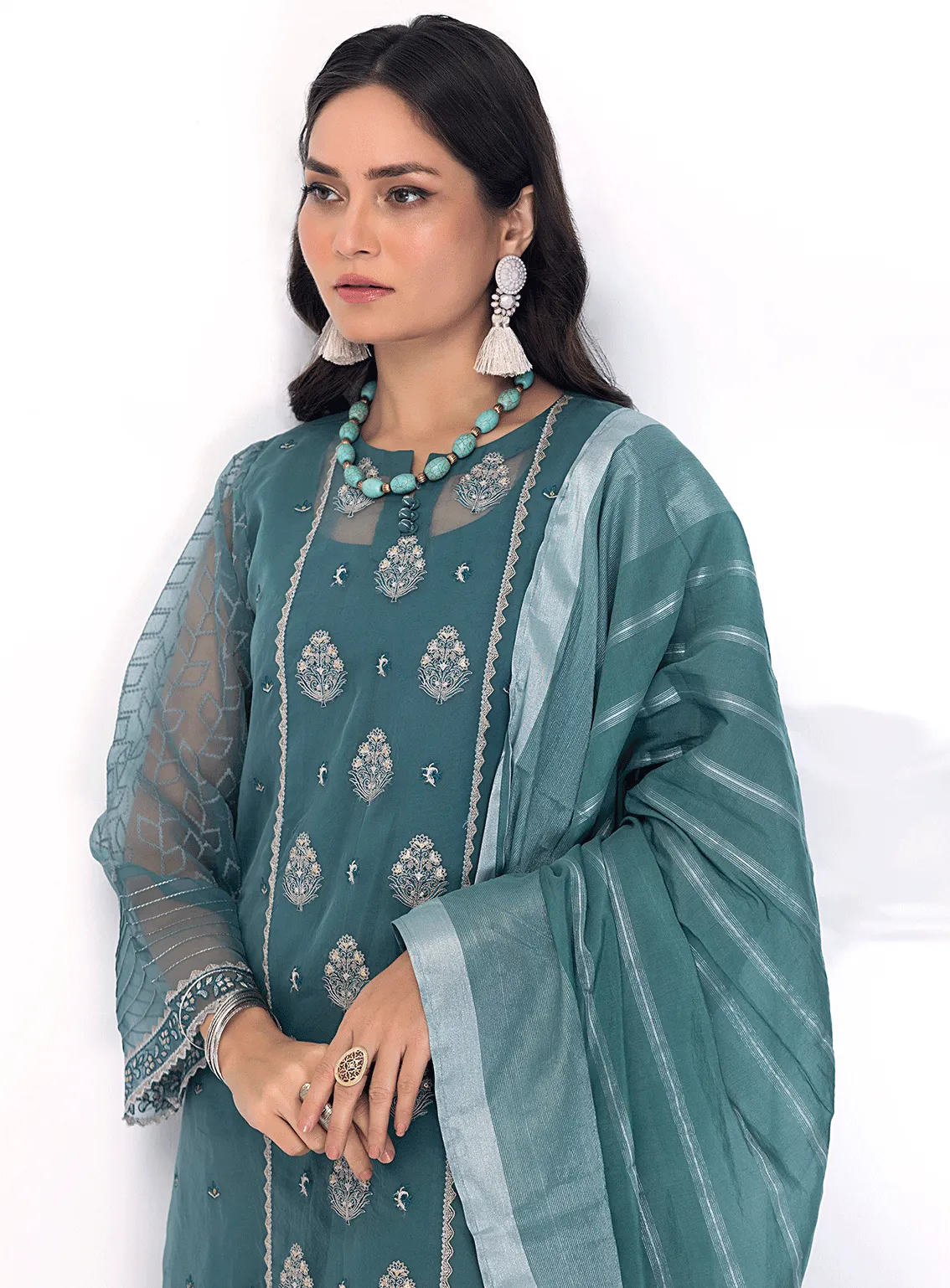 Lakhany By LSM Embroidered Khaadi Net Stitched 3 Piece Suit - LG-SS-0099