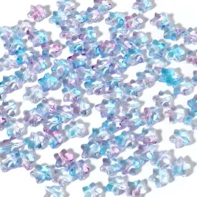 Lampwork Glass Beads, Star, Purple, Blue, Glitter, 8mm