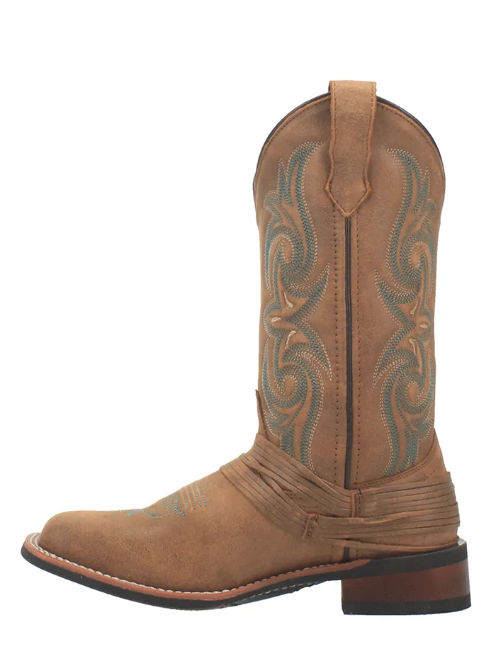 Laredo 5848 Womens Sadie Square Toe With Straps Leather Boots Tan