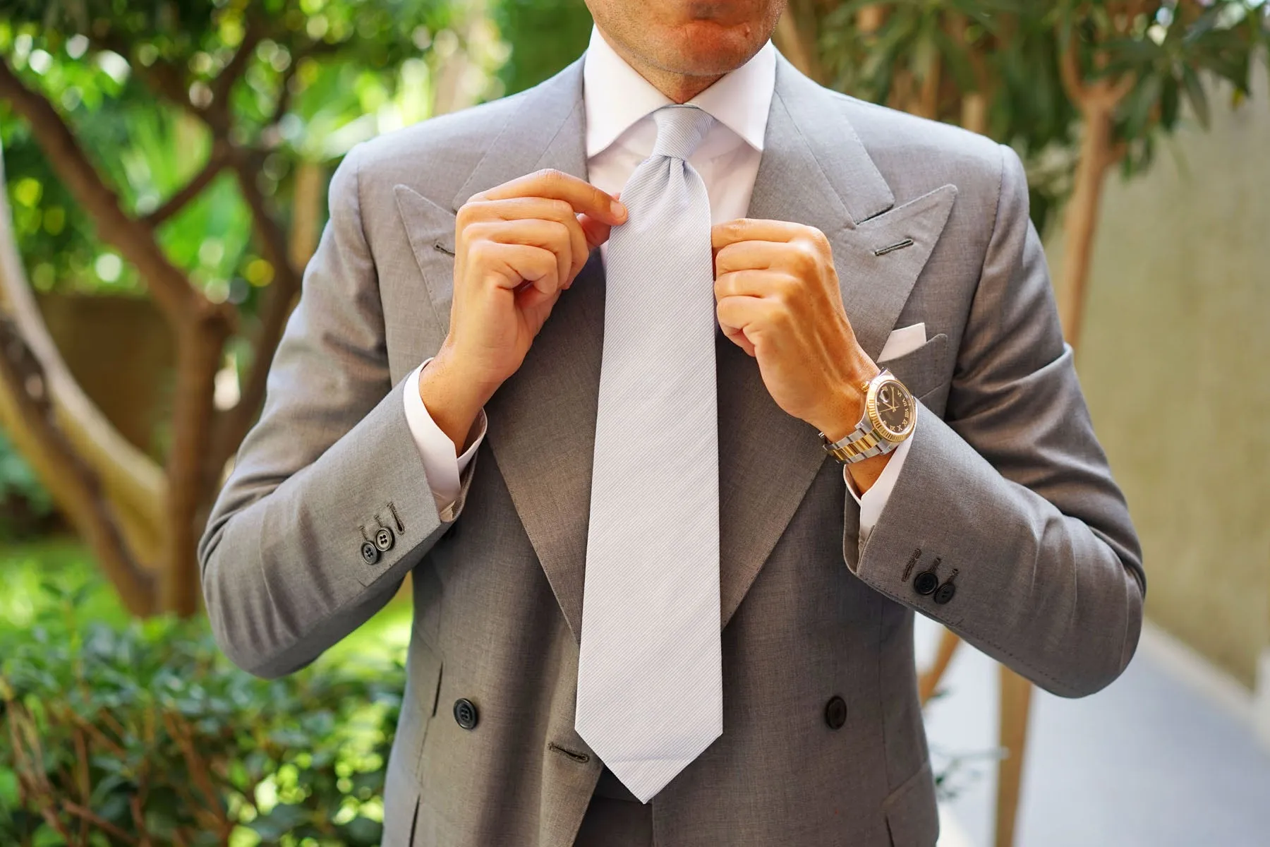 Light Blue and White Pinstripes Cotton Necktie