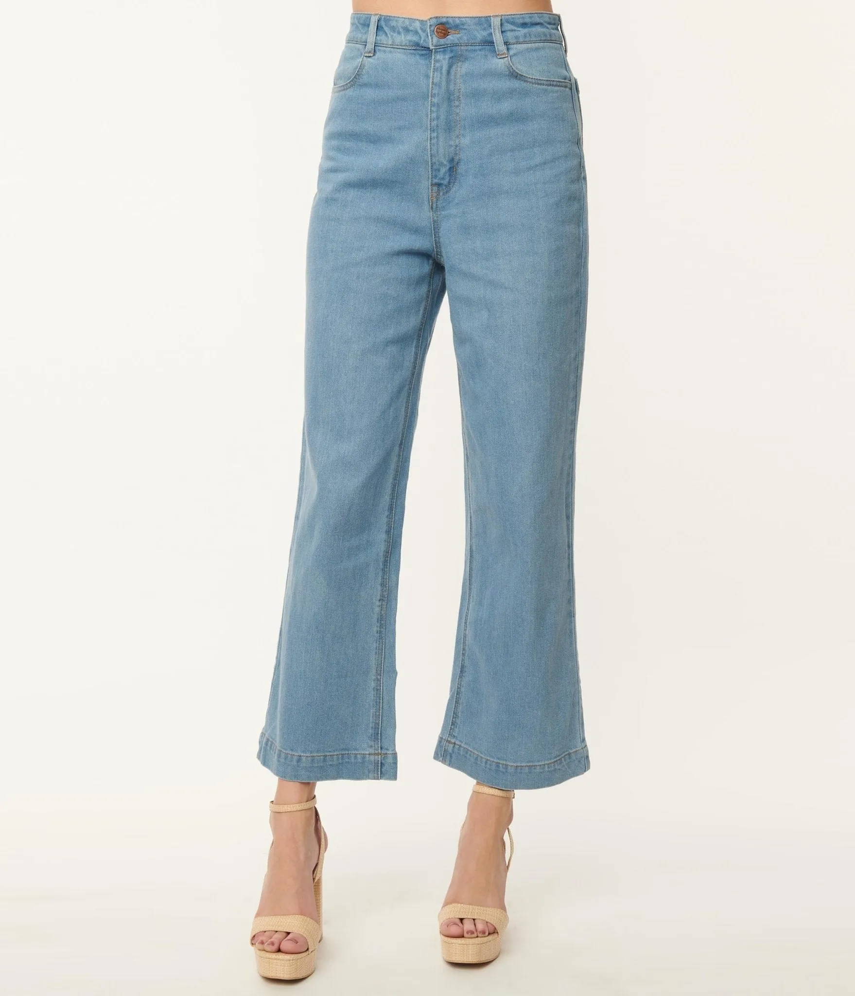 Light Blue Denim Straight Leg Jeans