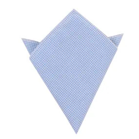 Light Blue Gingham Cotton Pocket Square