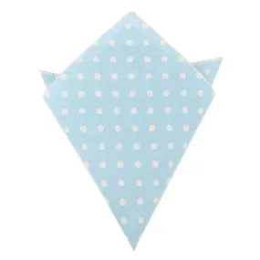 Light Blue Linen Polka Dot Pocket Square