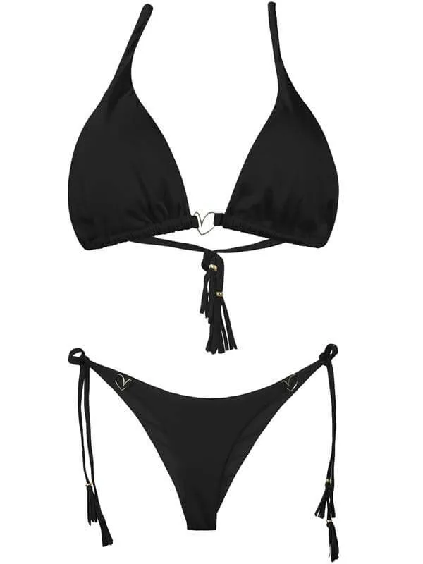 Liliana Montoya Black Bikini Marinera Shiny Tops & Bottom Bikini Swimwear Set