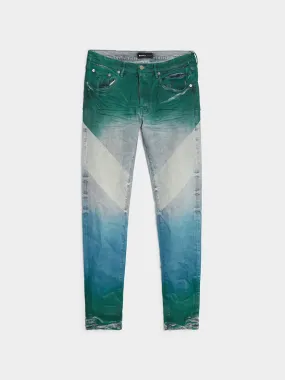 Low Rise Skinny Coated Diagonal Jean, Light Indigo Multi Dark