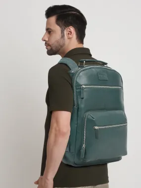 Men's Green Solid Leather backpack - Clearance sale