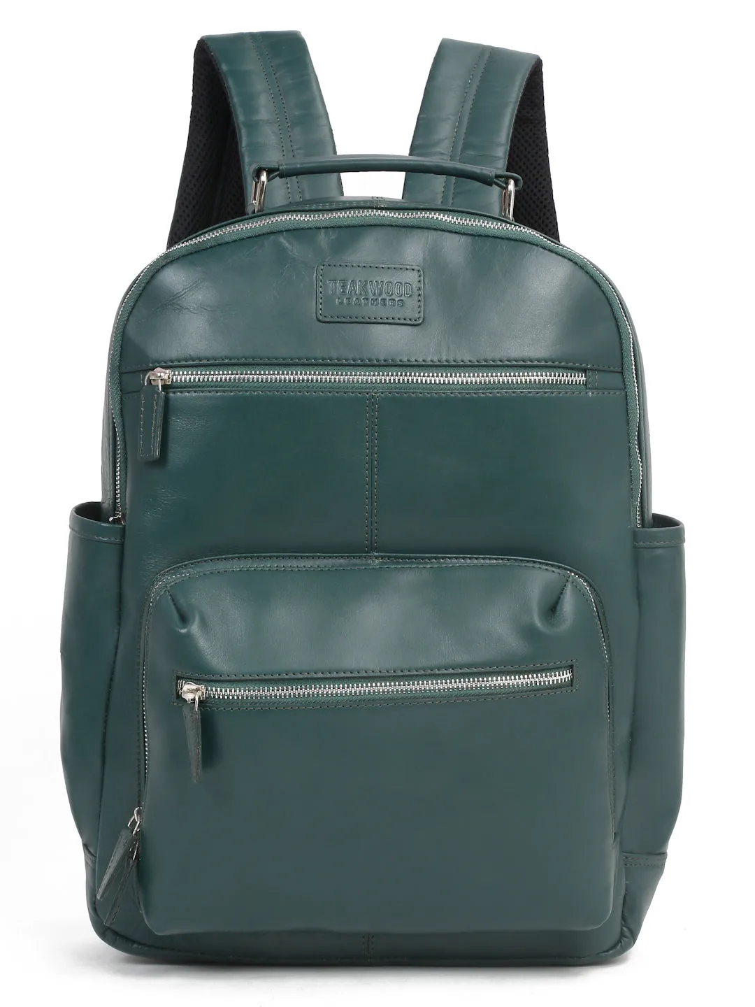 Men's Green Solid Leather backpack - Clearance sale