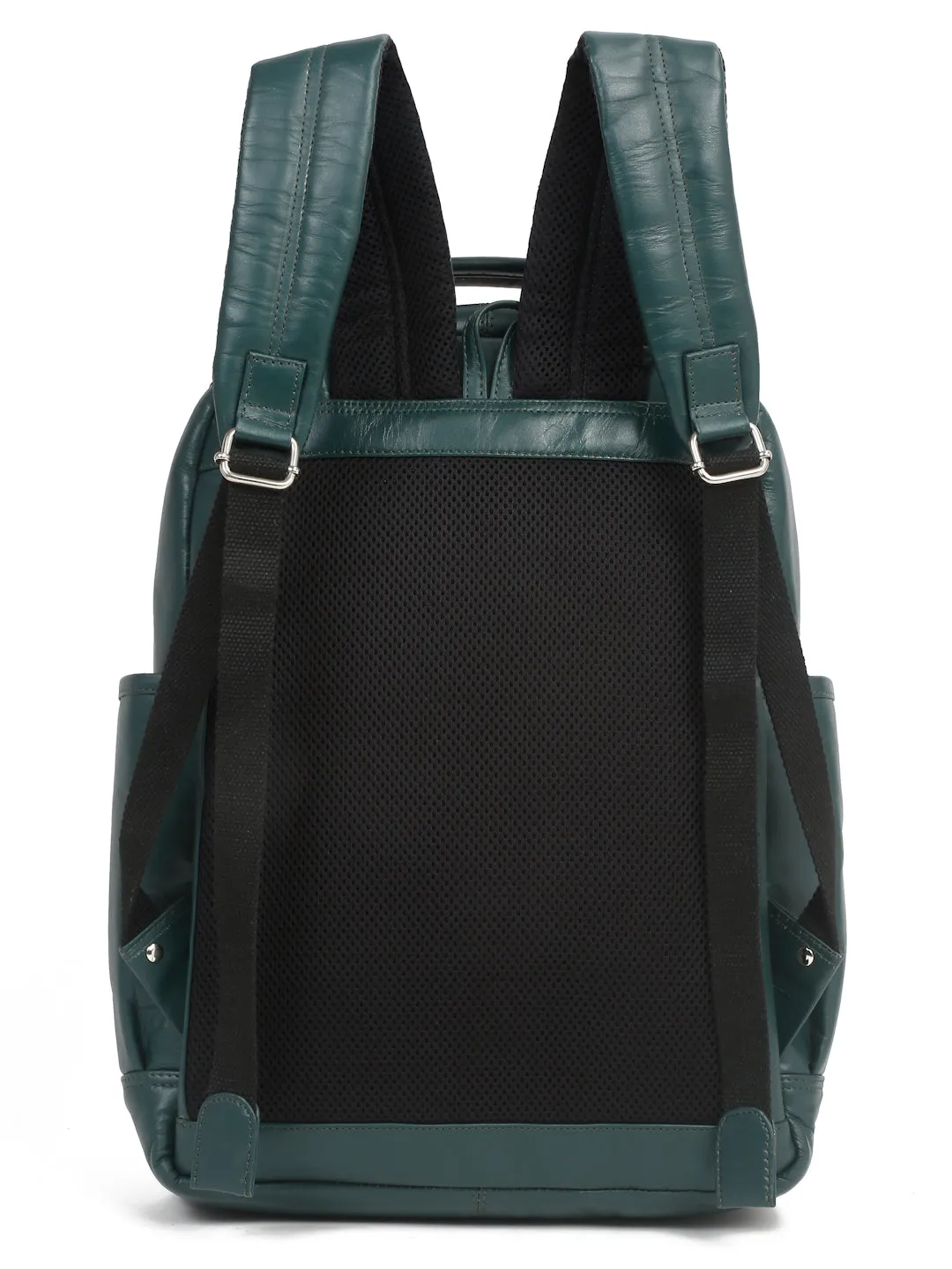 Men's Green Solid Leather backpack - Clearance sale