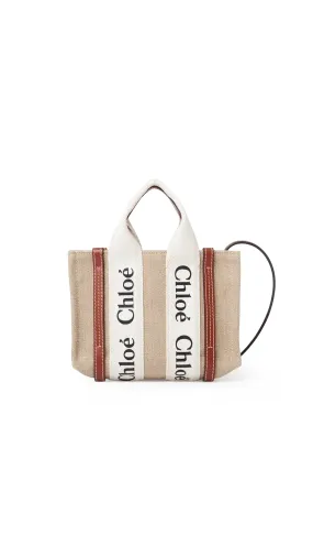 Mini Woody Tote Bag - White/Brown