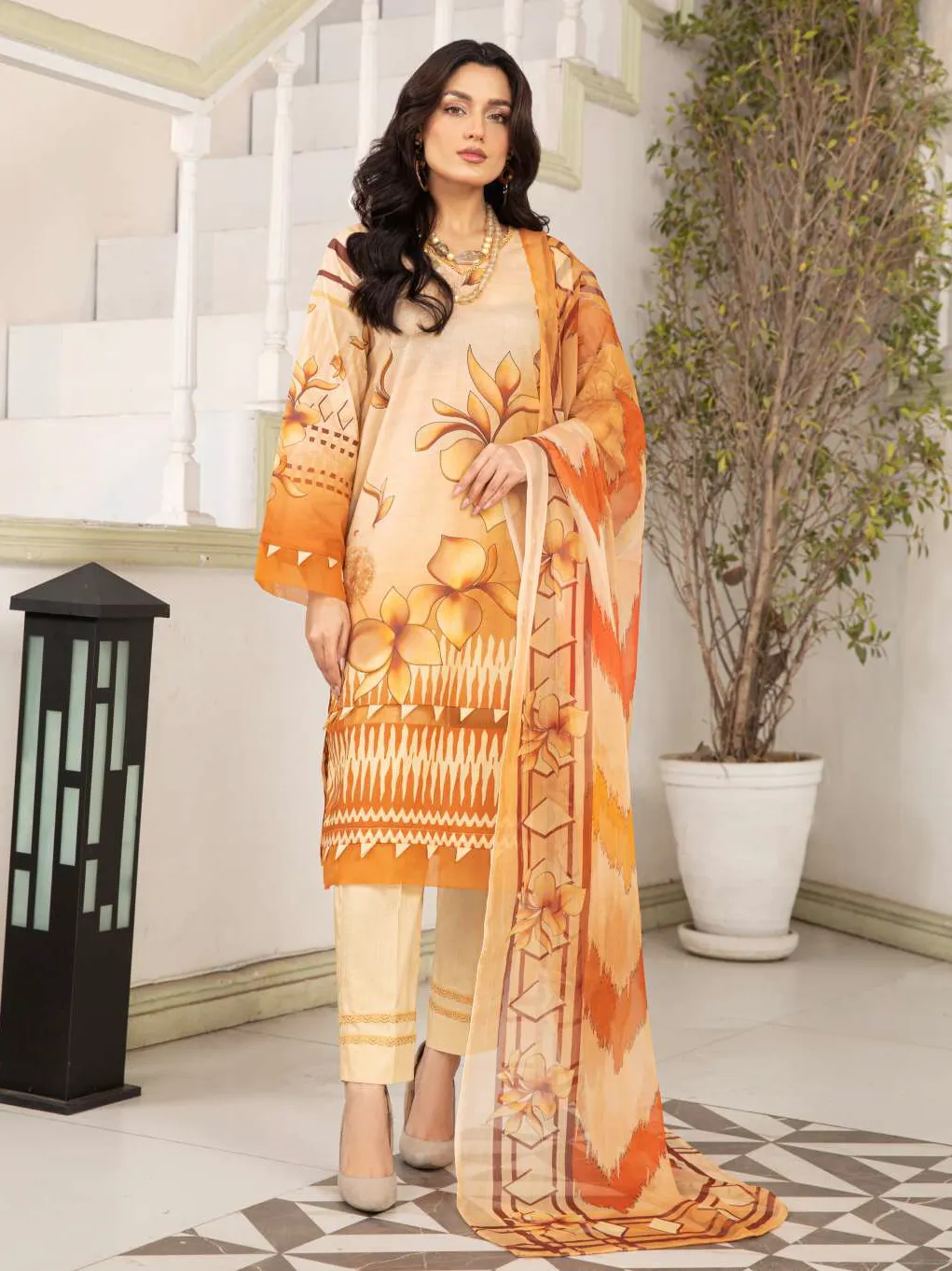 Mishkal by Al-Kareem Fabrics Printed Lawn Unstitched 3Pc Suit D-09