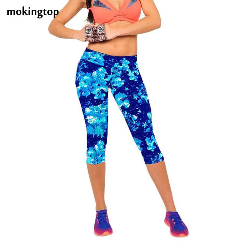 mokingtop Leggings Summer Women High Waist Elastic Fitness Women Pants Printed Stretch Leggings Calzas Mujer Leggins#3546 SM6