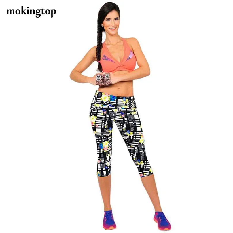 mokingtop Leggings Summer Women High Waist Elastic Fitness Women Pants Printed Stretch Leggings Calzas Mujer Leggins#3546 SM6