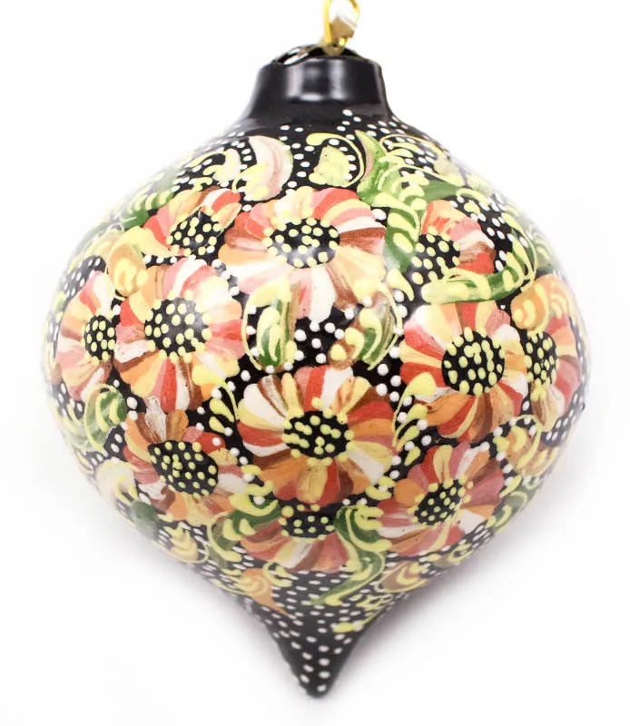 Morning Glow Bouquet Tear Drop Ceramic Ornament