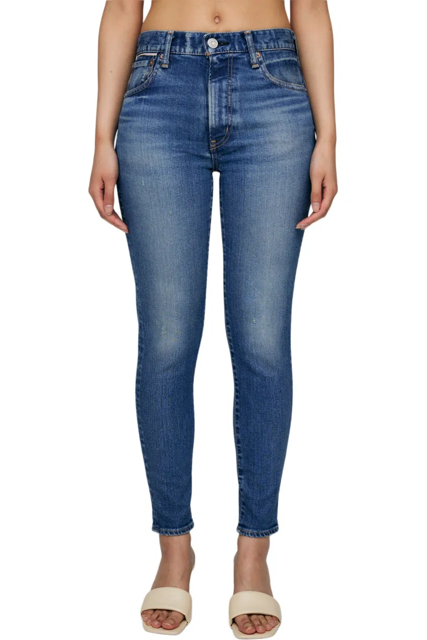 Moussy Denim Rhett Skinny High Rise Jeans in Dark Blue