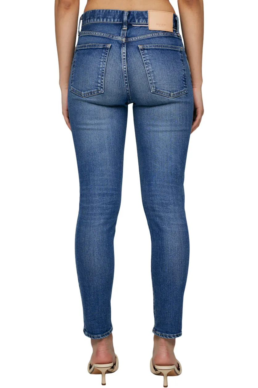 Moussy Denim Rhett Skinny High Rise Jeans in Dark Blue