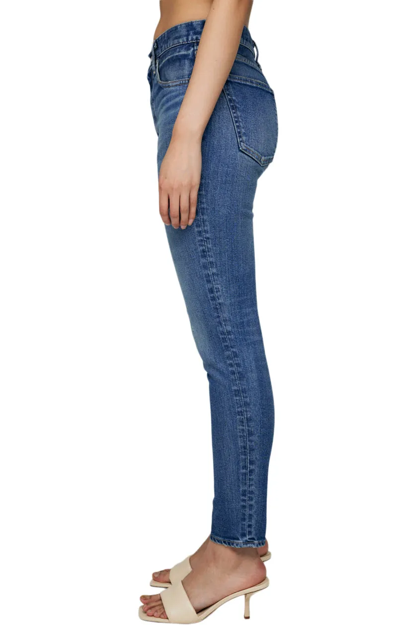 Moussy Denim Rhett Skinny High Rise Jeans in Dark Blue