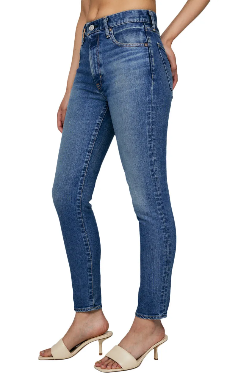 Moussy Denim Rhett Skinny High Rise Jeans in Dark Blue