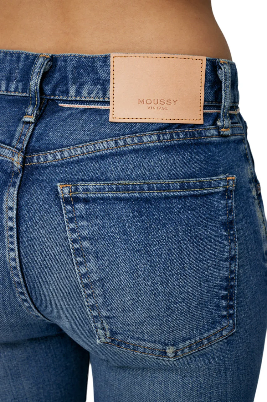 Moussy Denim Rhett Skinny High Rise Jeans in Dark Blue