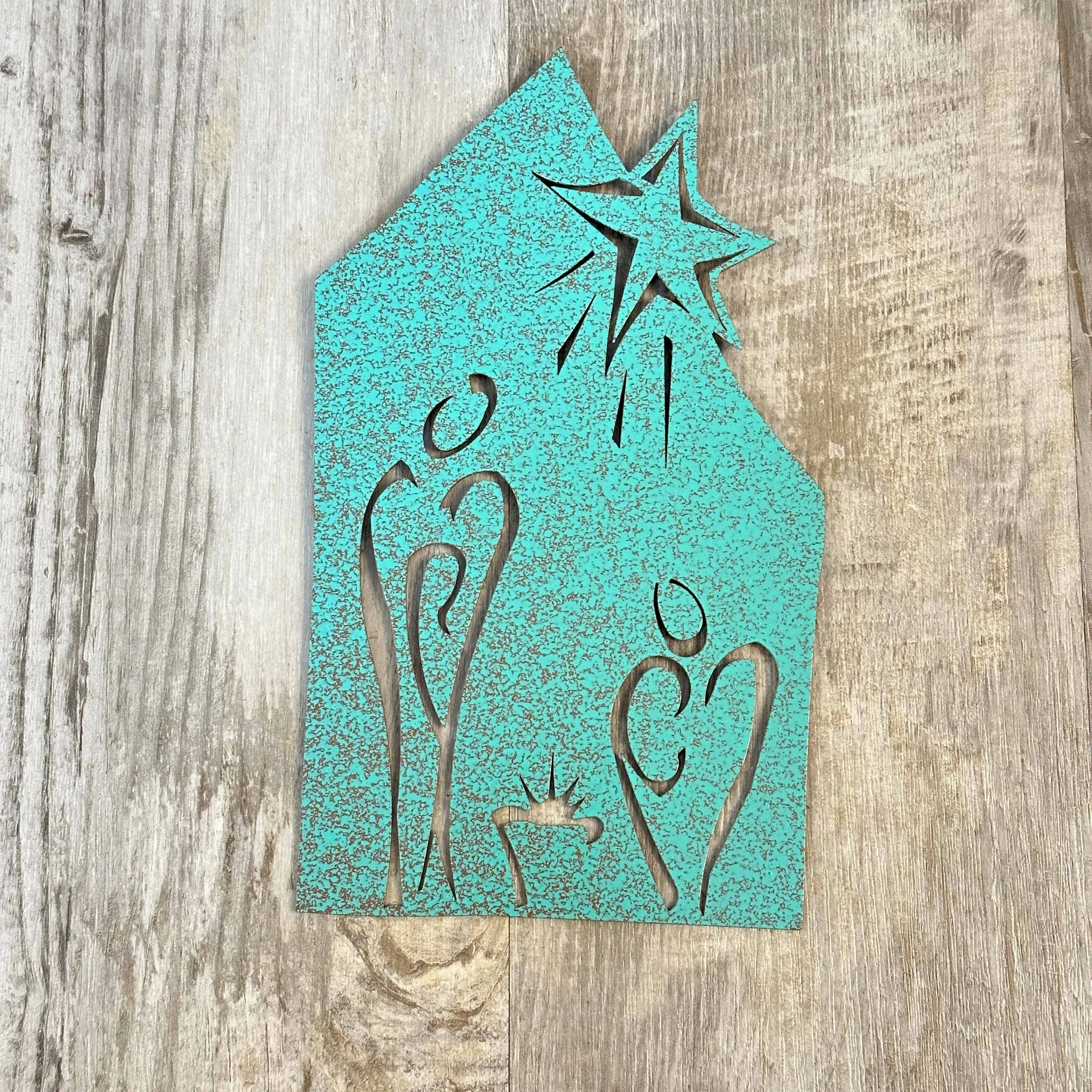 Nativity Wall Hanging in Sea Foam -Steel