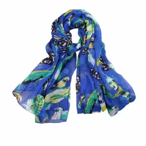 New Arrival Scarf Women Ladies Leaves Birds Print Voile Soft Long Scarf Warm Wrap Shawls Female echarpe hiver femme #1201 SM6