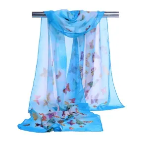 New Fashion  Women Chiffon Scarf Ladies Butterfly Print 7 Colors Scarves Warp shawl female bufanda mujer echarpe #1201 GS