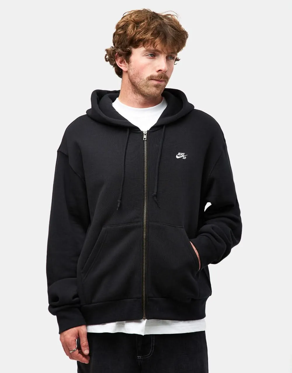 Nike SB Essential Logo Full Zip Hoodie - Black/White