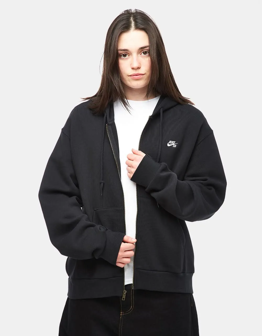 Nike SB Essential Logo Full Zip Hoodie - Black/White