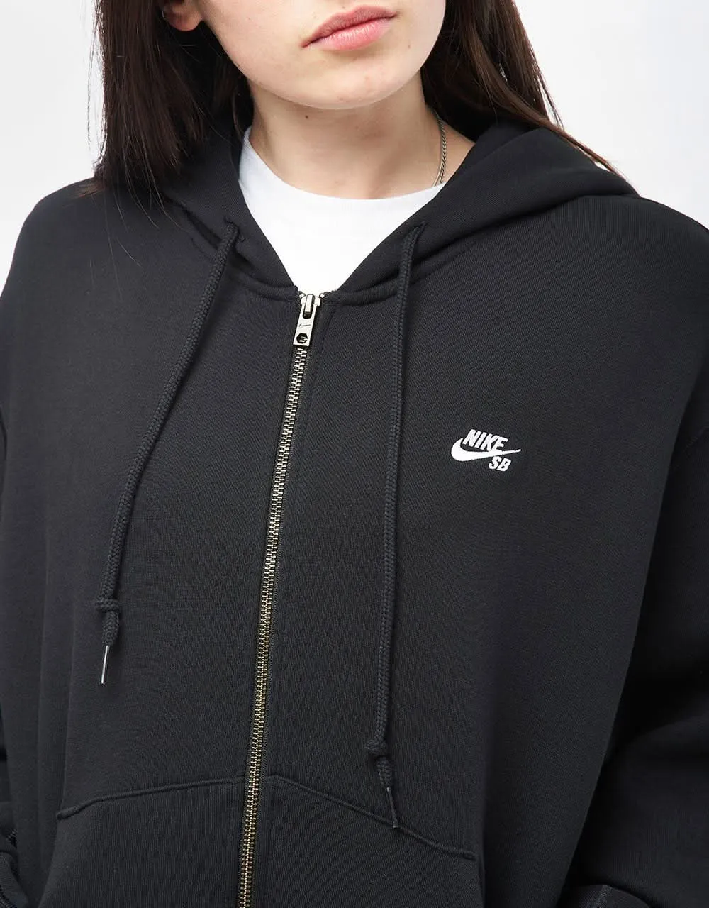 Nike SB Essential Logo Full Zip Hoodie - Black/White