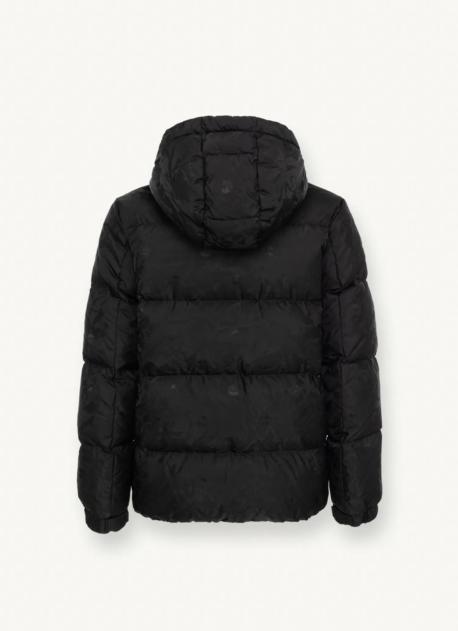 Oversized jacquard down jacket with hood-