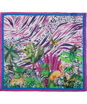 Perlavera Women's Raisa Animal Pink Silk Large Scarf