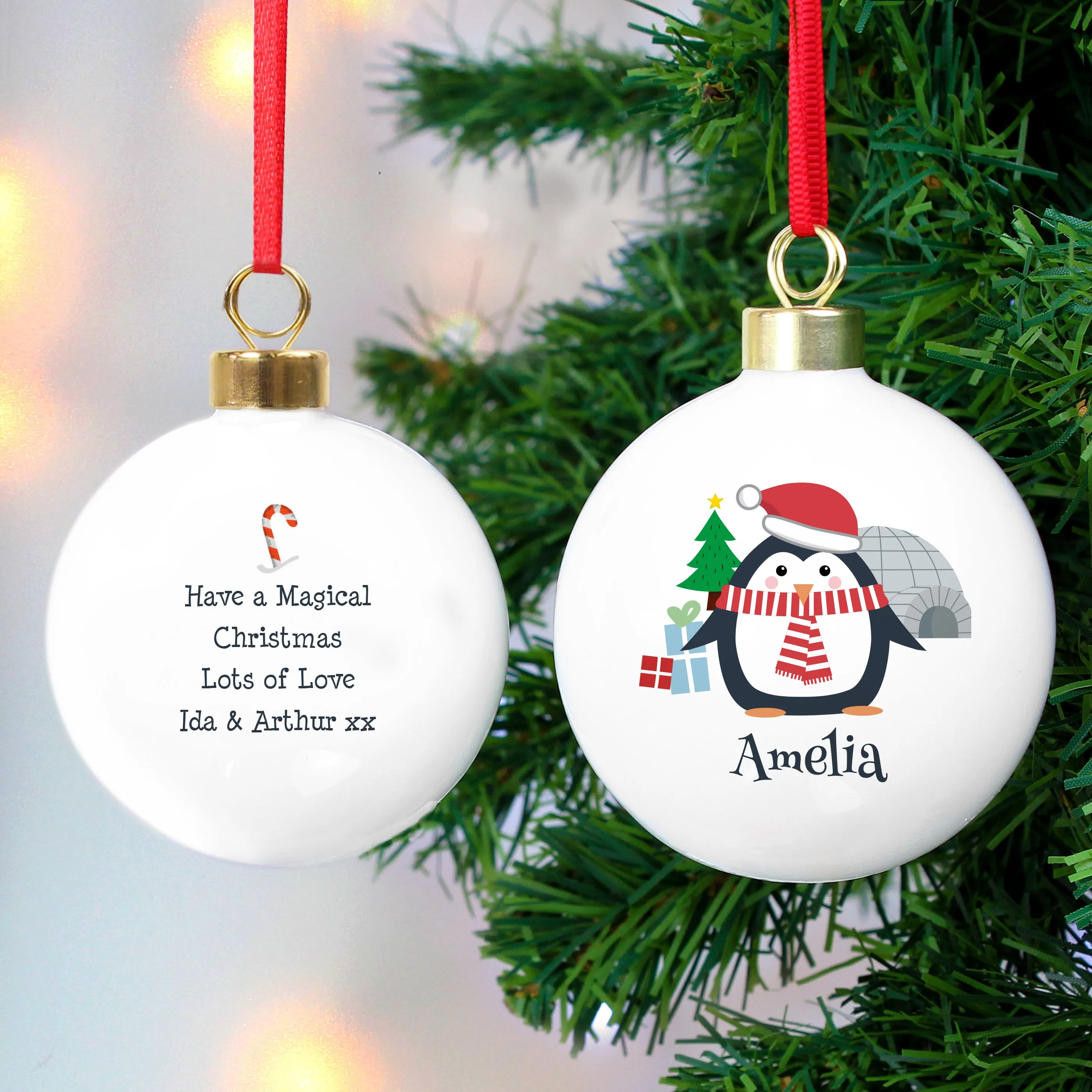 Personalised Christmas Penguin Bauble