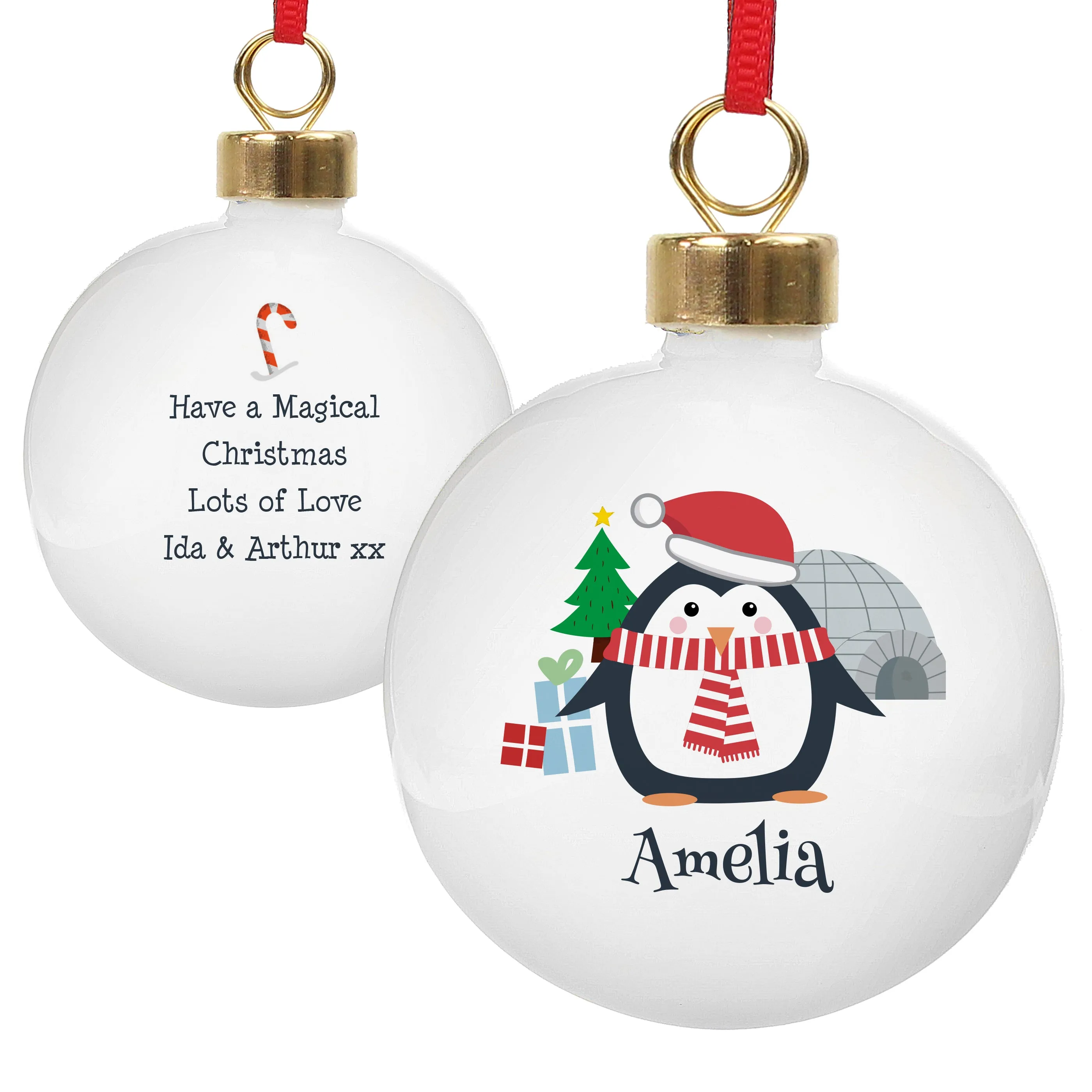 Personalised Christmas Penguin Bauble