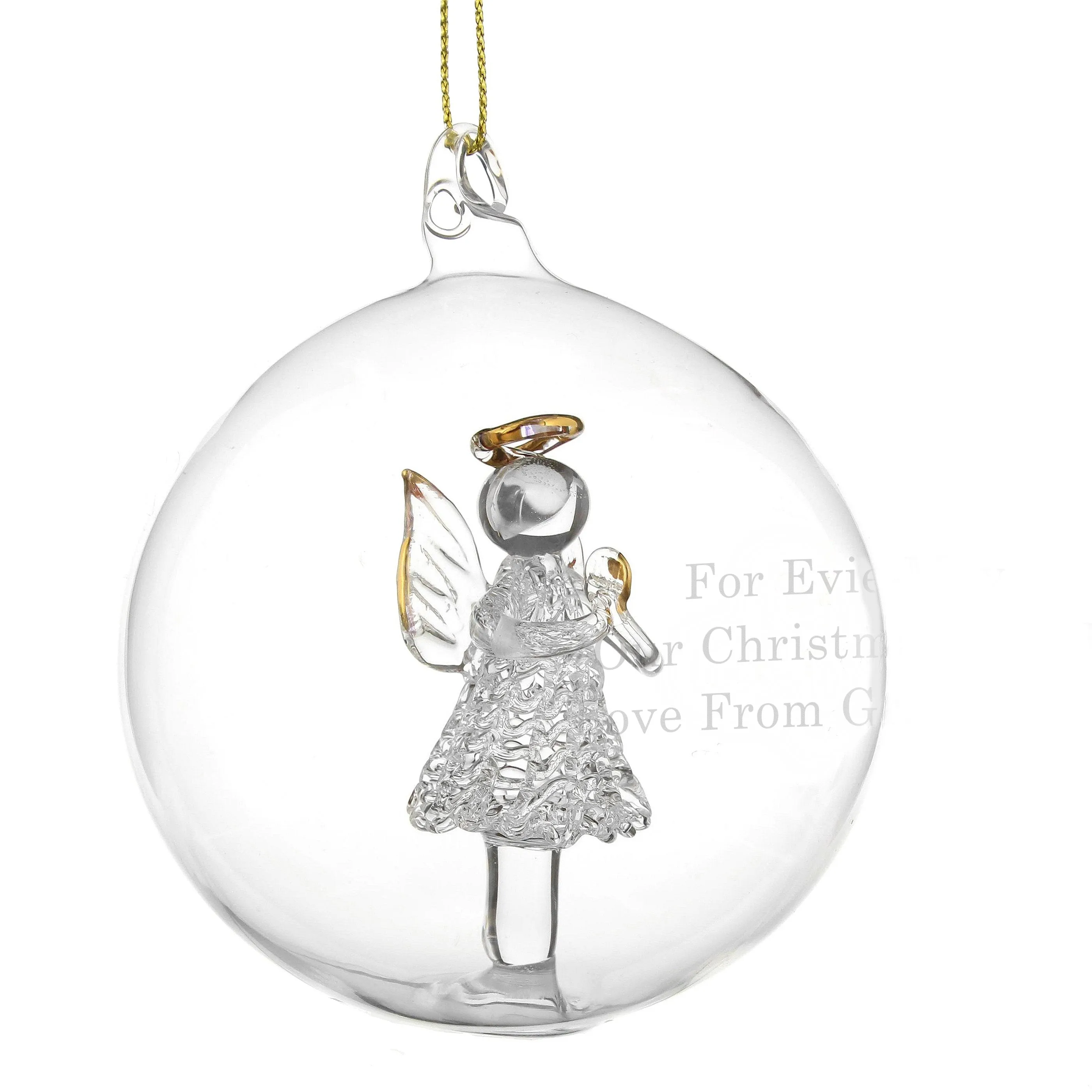 Personalised Glass Christmas Angel Bauble