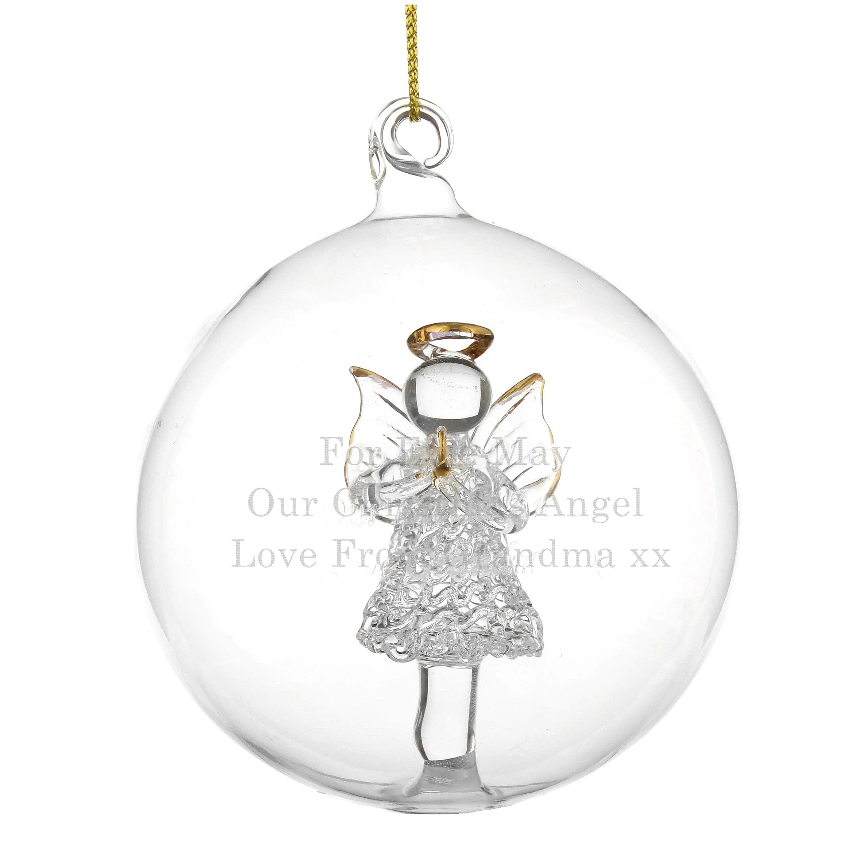 Personalised Glass Christmas Angel Bauble