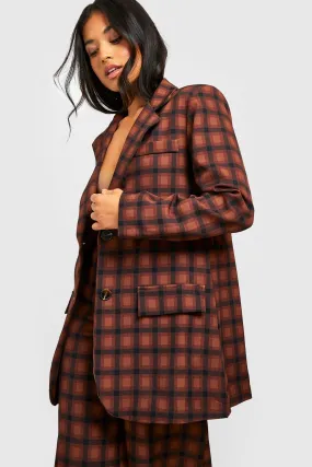 Petite Flannel Oversized Blazer