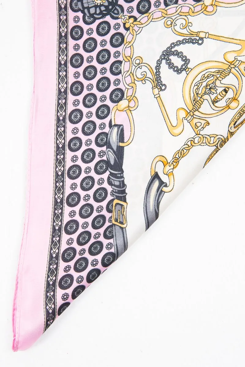 Pink Chain Print Scarf Headband - Zaylie