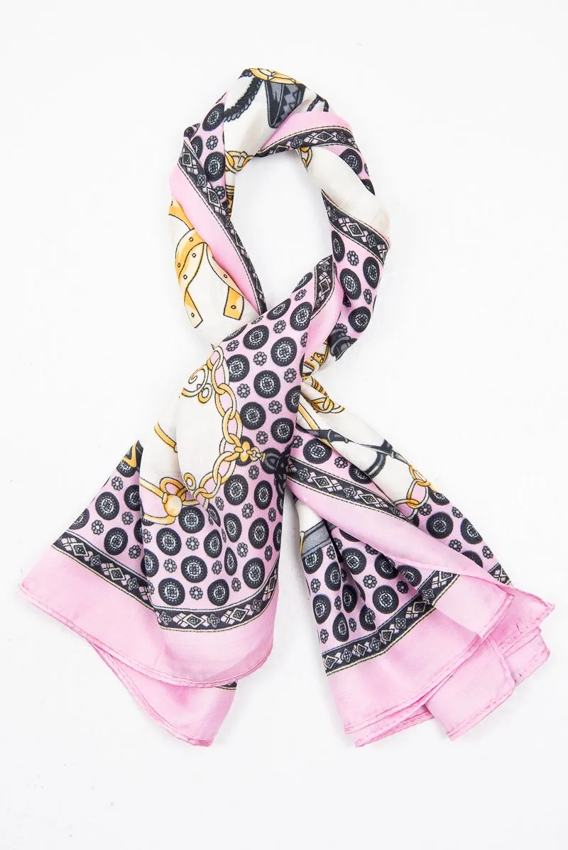 Pink Chain Print Scarf Headband - Zaylie