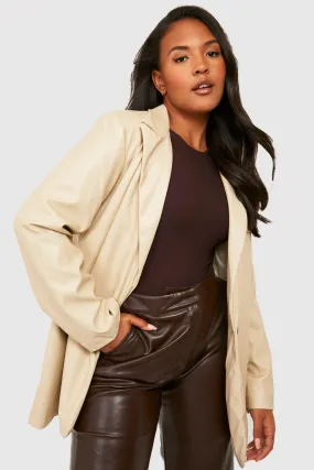 Plus Faux Leather Dad Blazer