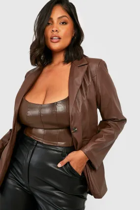 Plus Faux Leather Oversized Blazer