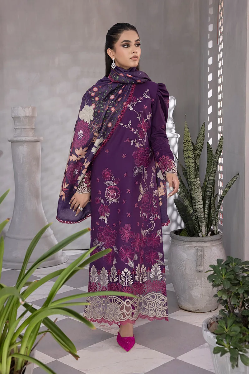 Rang Rasiya Florence Unstitched Embroidered Linen 3Pc Suit D-09 SAHEEFA