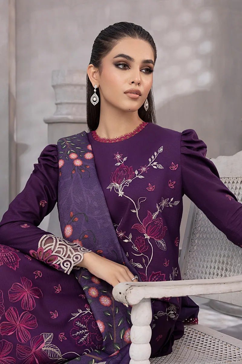 Rang Rasiya Florence Unstitched Embroidered Linen 3Pc Suit D-09 SAHEEFA