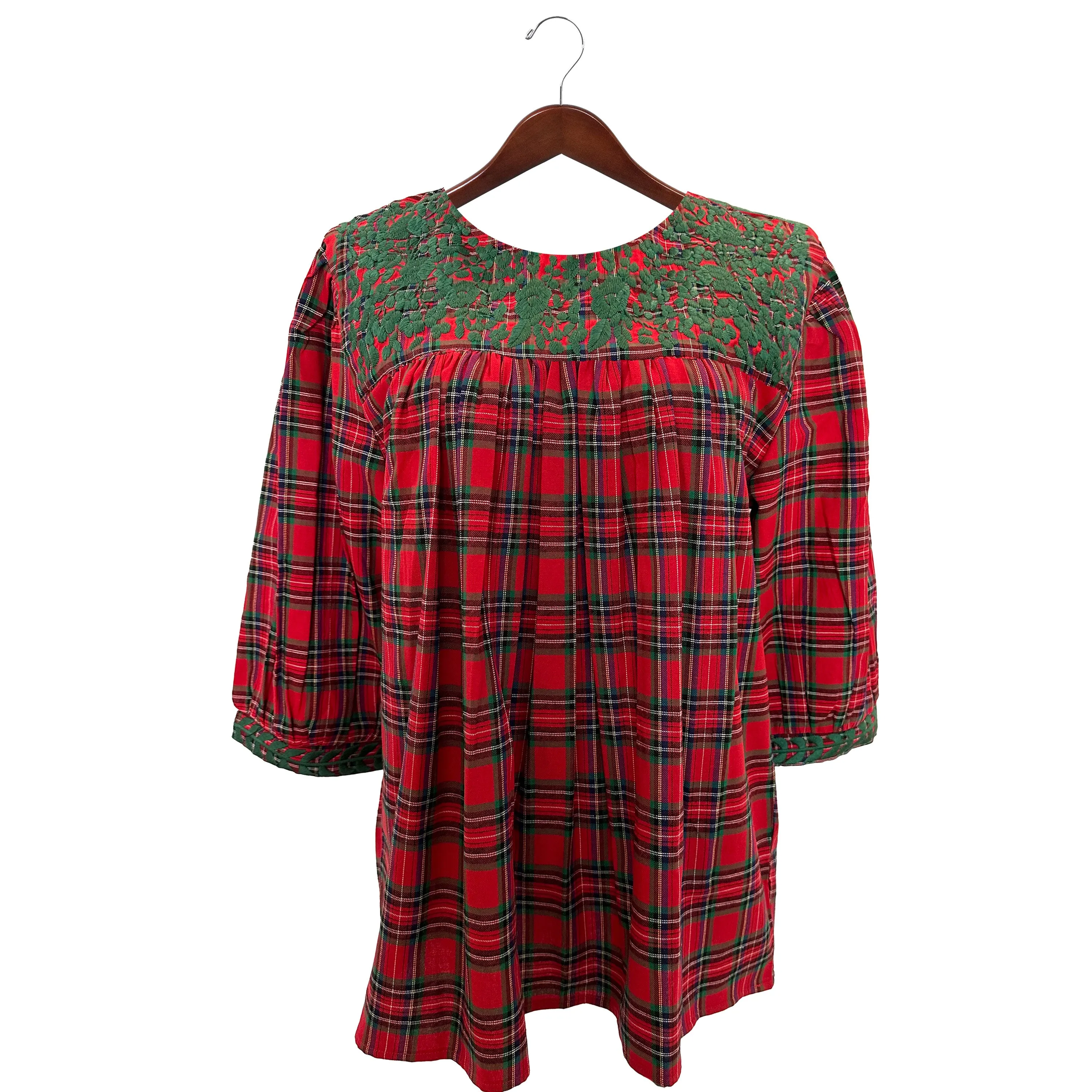 Red Christmas Tartan Weekender Blouse (XS only)