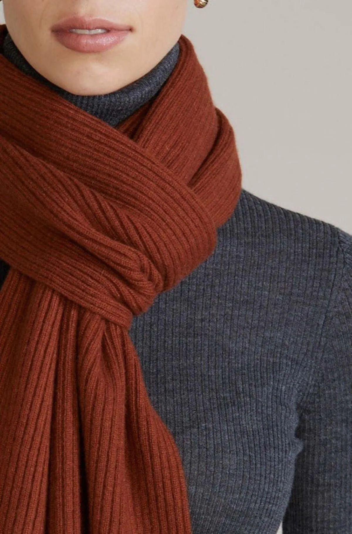 Ribbed Scarf - Rust