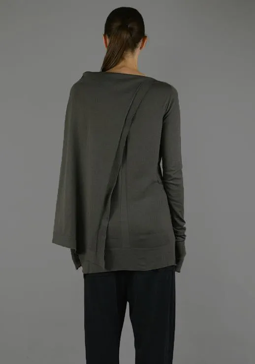 RICK OWENS RO18F4656 WSS CAPE TUNIC KNIT SWEATER DARK DUST