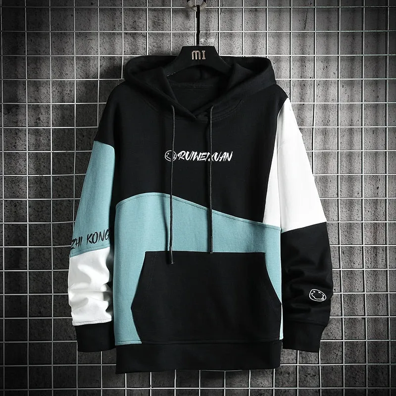 RUIWEIXUAN Contrast Color Hoodie